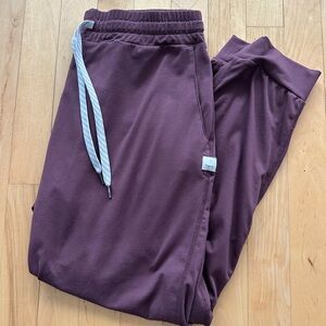 Vuori Plum Track Joggers with White Drawstring